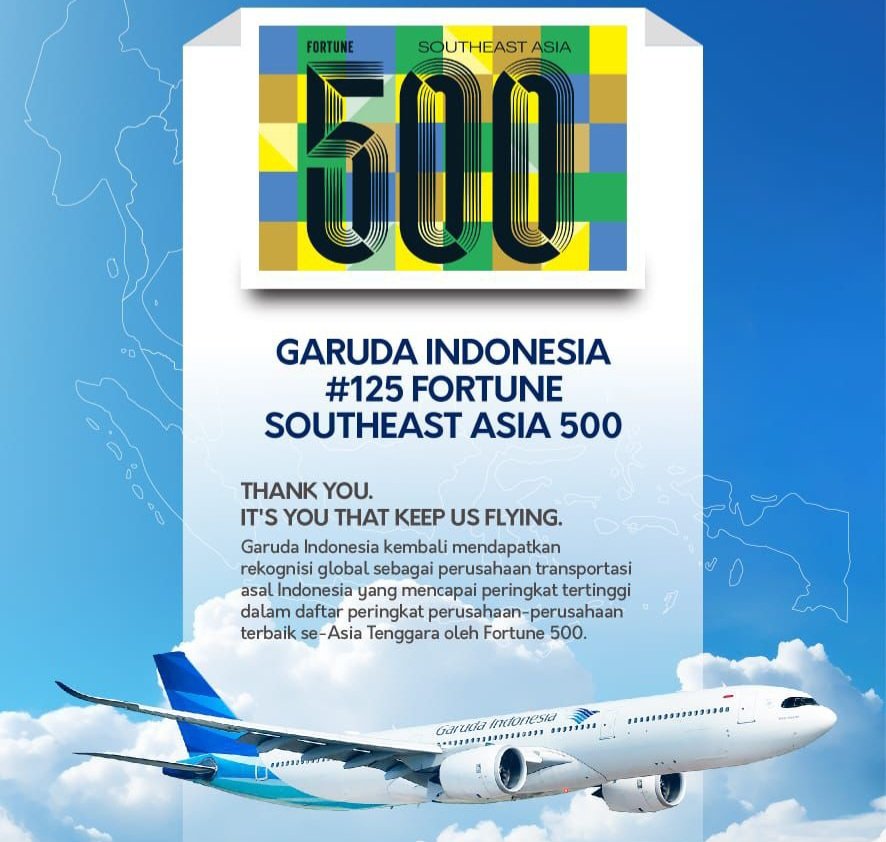 Garuda Indonesia Masuk ke Dalam Jajaran Perusahaan Perusahaan Terbaik Se Asia Tenggara