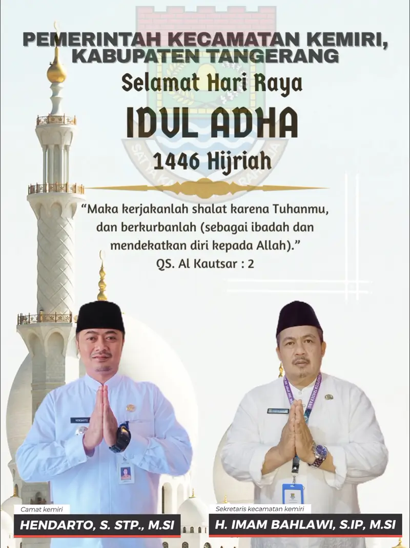 Camat Kemiri Hendarto Mengucapkan Selamat Hari Raya Idul Adha 1446 H/2025