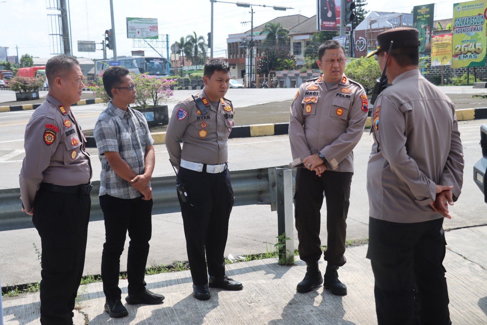 Kapolres Karanganyar Pimpin Langsung Pengecekan Lokasi Rencana Pos Pam Exit Tol Ops Ketupat Candi 2025