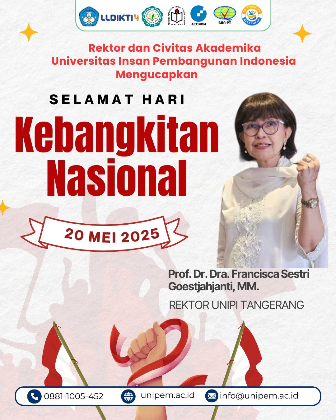 Prof.Dr.Dra.Francisca Sestri G.M.M., Rektor Unipi Tangerang Ucapkan Selamat Hari Kebangkitan Nasional