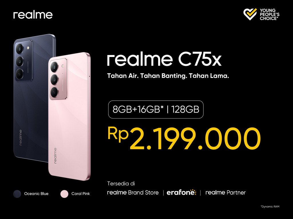 realme C75x Resmi Hadir di Indonesia, Smartphone Tahan Air dan Tahan Banting, Harga Terjangkau Rp2.199.000