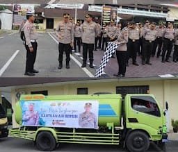 Kapolrestabes Menyalurkan Mobil Bhakti Sosial Berisi Air Bersih dan Mobil Box Berisi Buku