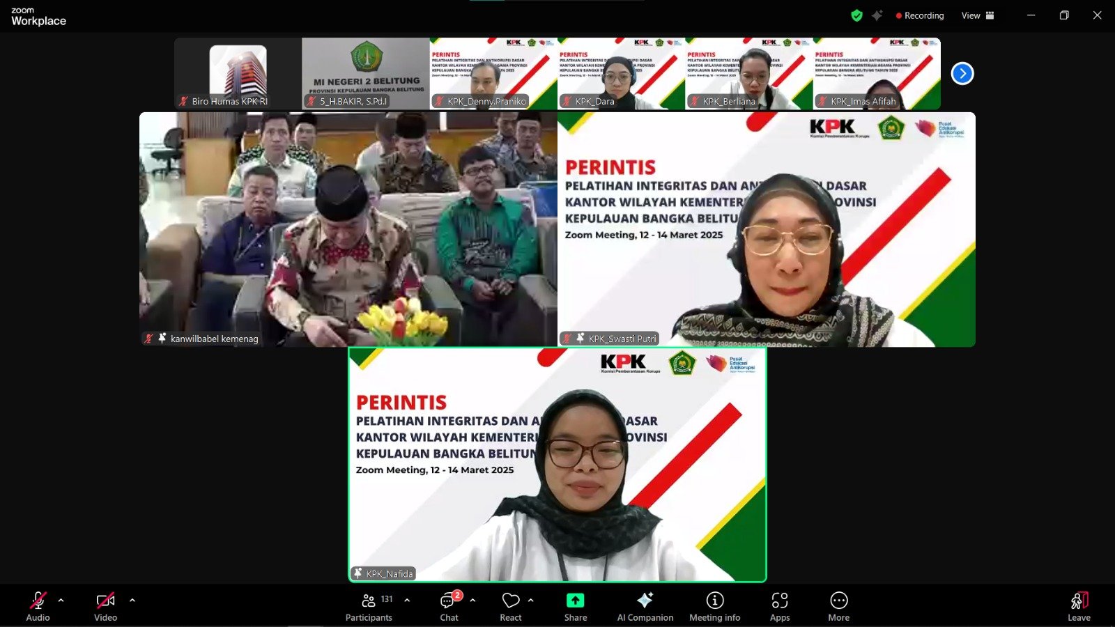 KPK dan Kanwil Kemenag Kep. Bangka Belitung Gelar Pelatihan Antikorupsi