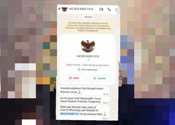 Hati-hati, Nomor Tak Dikenal Mengatas Namakan Kompol Nazarudin Yusuf Kasat Reskrim Polresta Tangerang