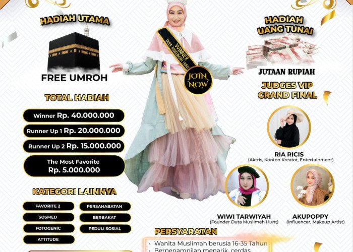 Duta Muslimah Hunt 2024 Hadir di 34 Provinsi Berhadiah Jutaan Rupiah dan Free Umroh, Ayoo Daftar Segera