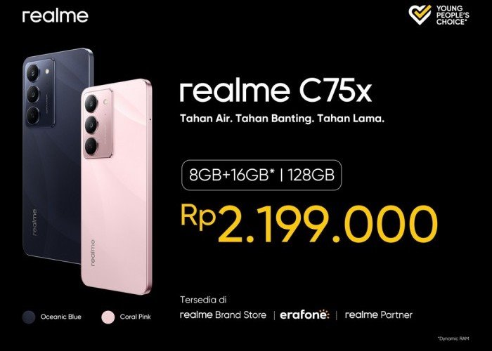 realme C75x Resmi Hadir di Indonesia, Smartphone Tahan Air dan Tahan Banting, Harga Terjangkau Rp2.199.000